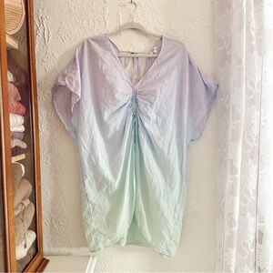 Aerie Ombré Rainbow Dipped Mermaidcore Ruched Tunic Swim Cover